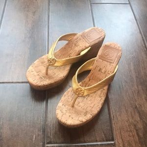 Tory Burch cork wedges! Worn once! Love them!